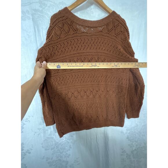 Vintage Sweater Medium Brown NEW Old Stock Open Knit Paul Harris USA - Picture 10 of 11